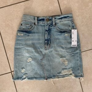 BDG Roxi Destructed Denim Mini Skirt